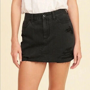 Hollister Size 7 Black Distressed Ultra High-Rise Mini Skirt NEW!
